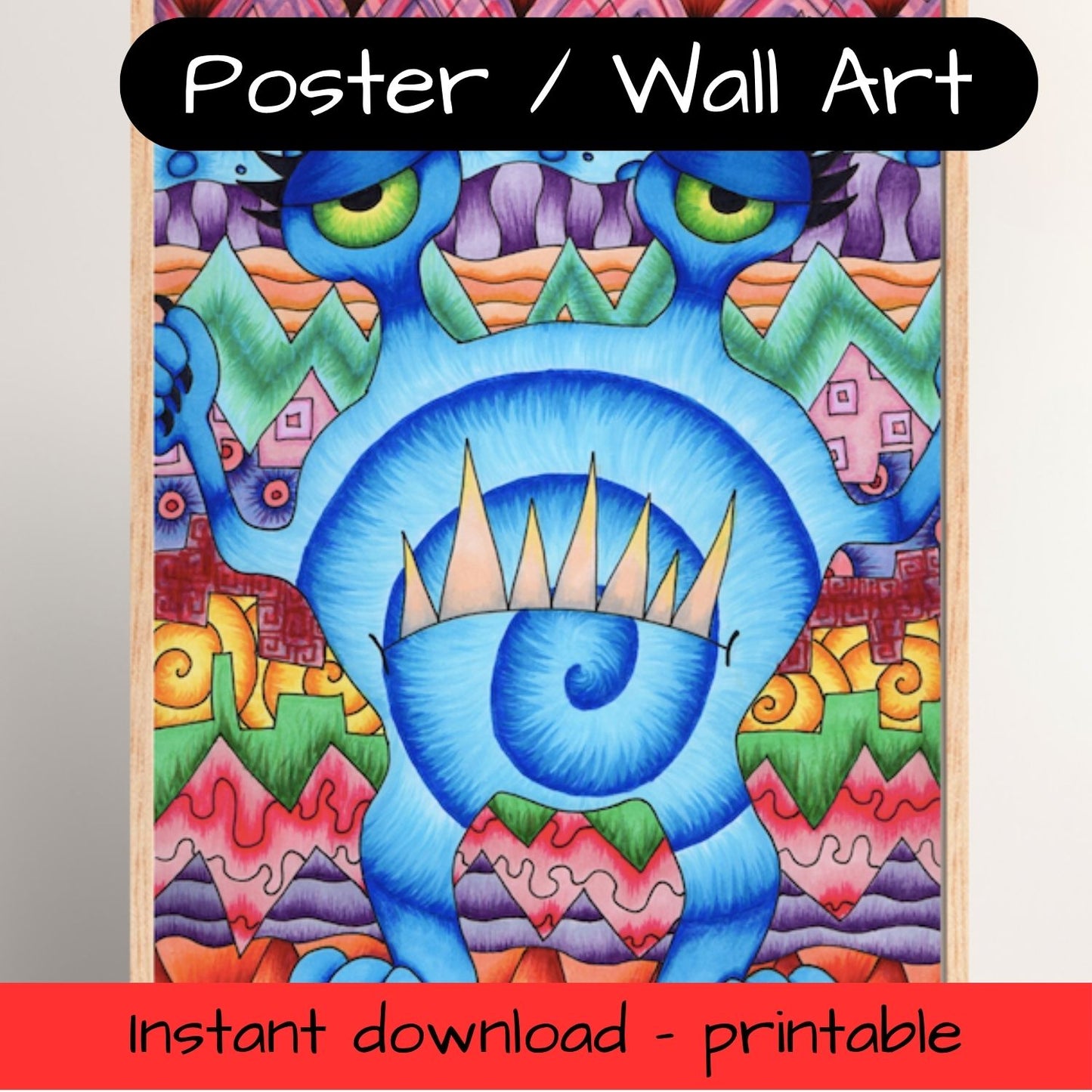 Printable kids wall art - rainbow monster