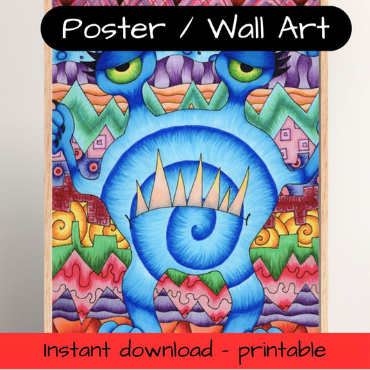 Printable kids wall art - rainbow monster