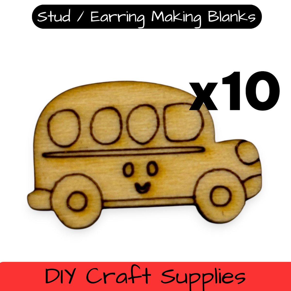 Wooden Teacher Earring Blanks for DIY Jewellery Making, Scrapbooking - Studs - 10pc Laser Cut Set