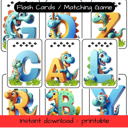 Printable Dinosaur Alphabet activity - matching game