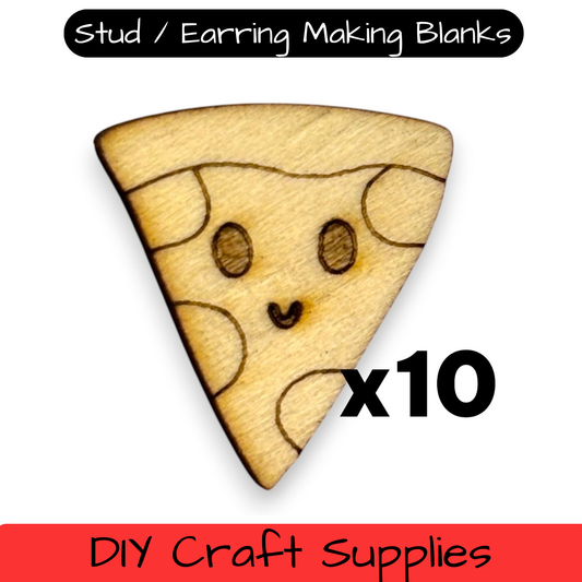 Wooden Food Earring Blanks for DIY Jewellery Making, scrapbooking - Studs - 10pc Laser Cut Pieces