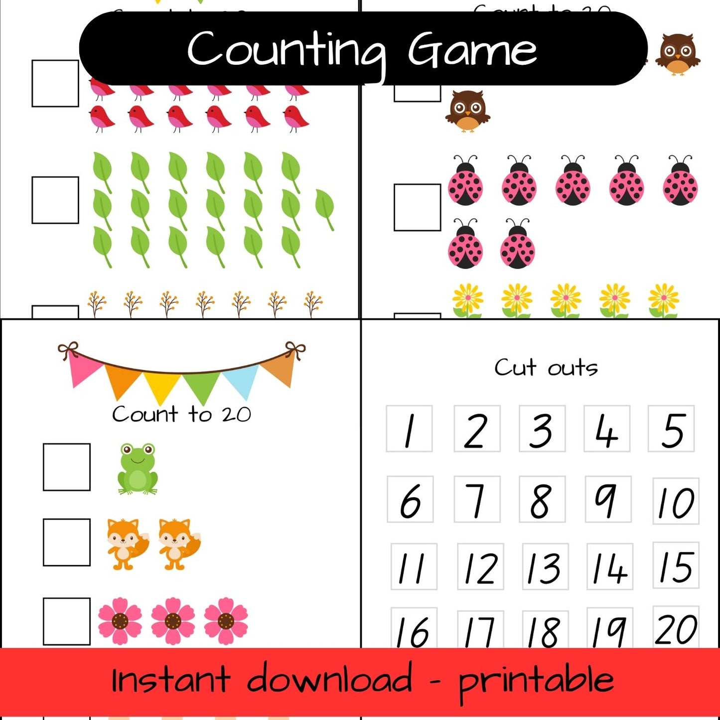 Printable Woodland Animal activity sheets - count to 20