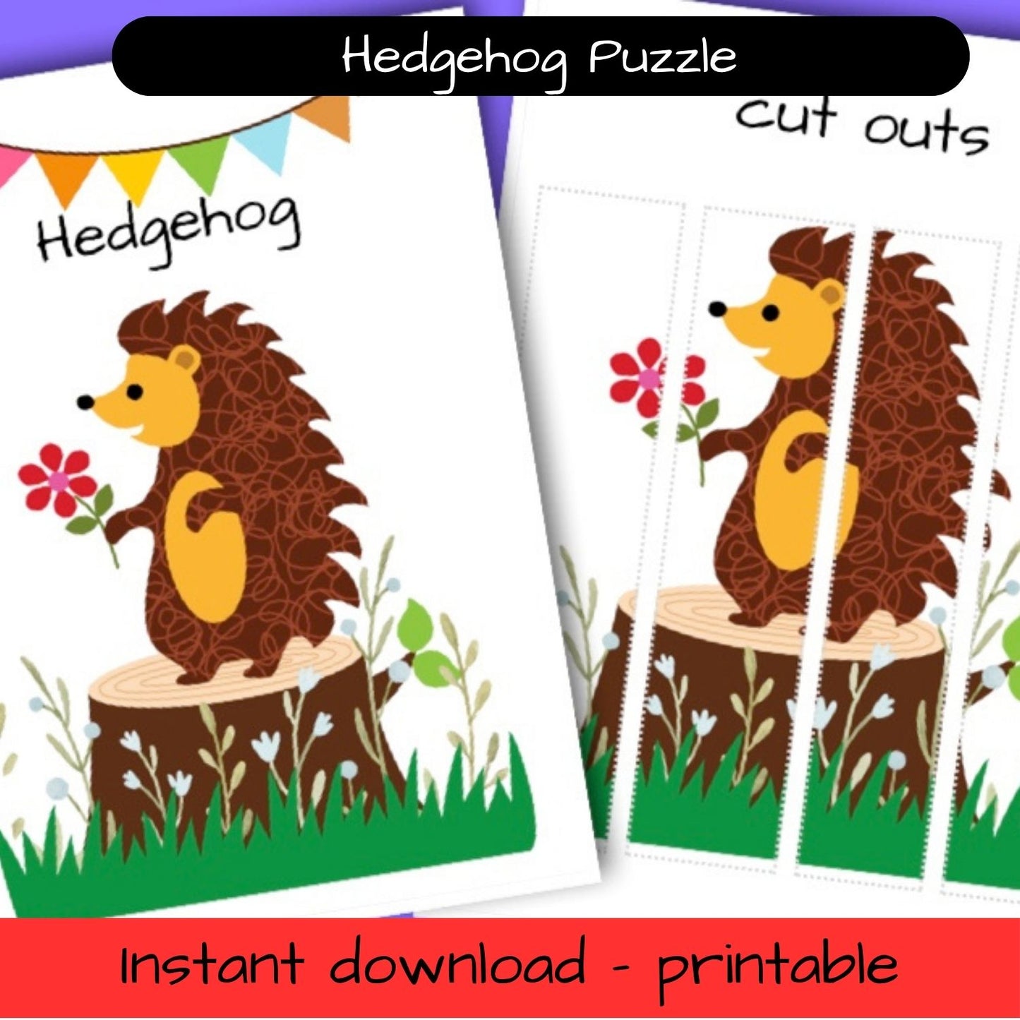 Printable Woodland activity sheet - Hedgehog puzzle