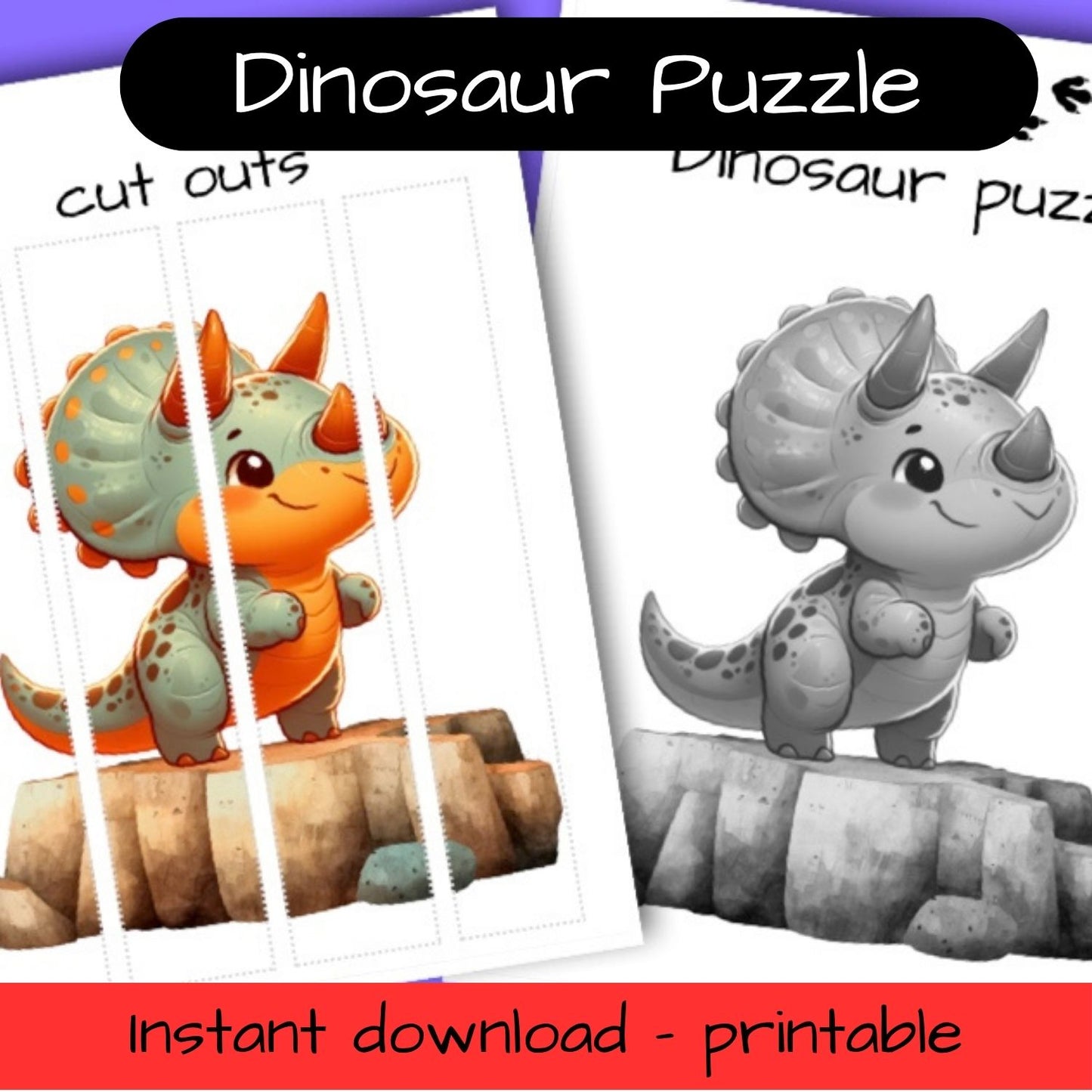 Printable Dinosaur activity sheets - puzzle
