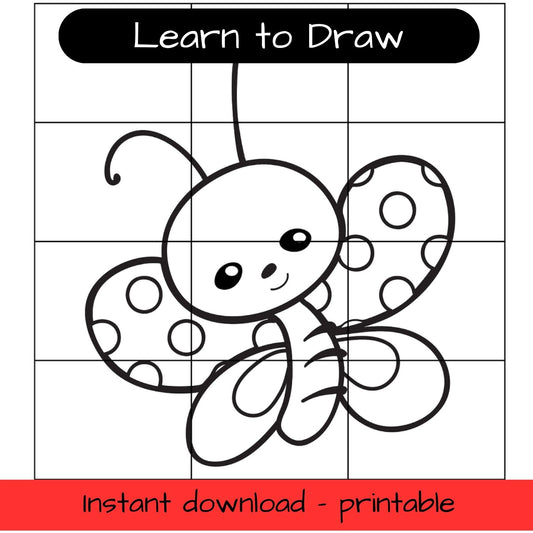 Learn to Draw - Butterfly - printable grid drawing activity