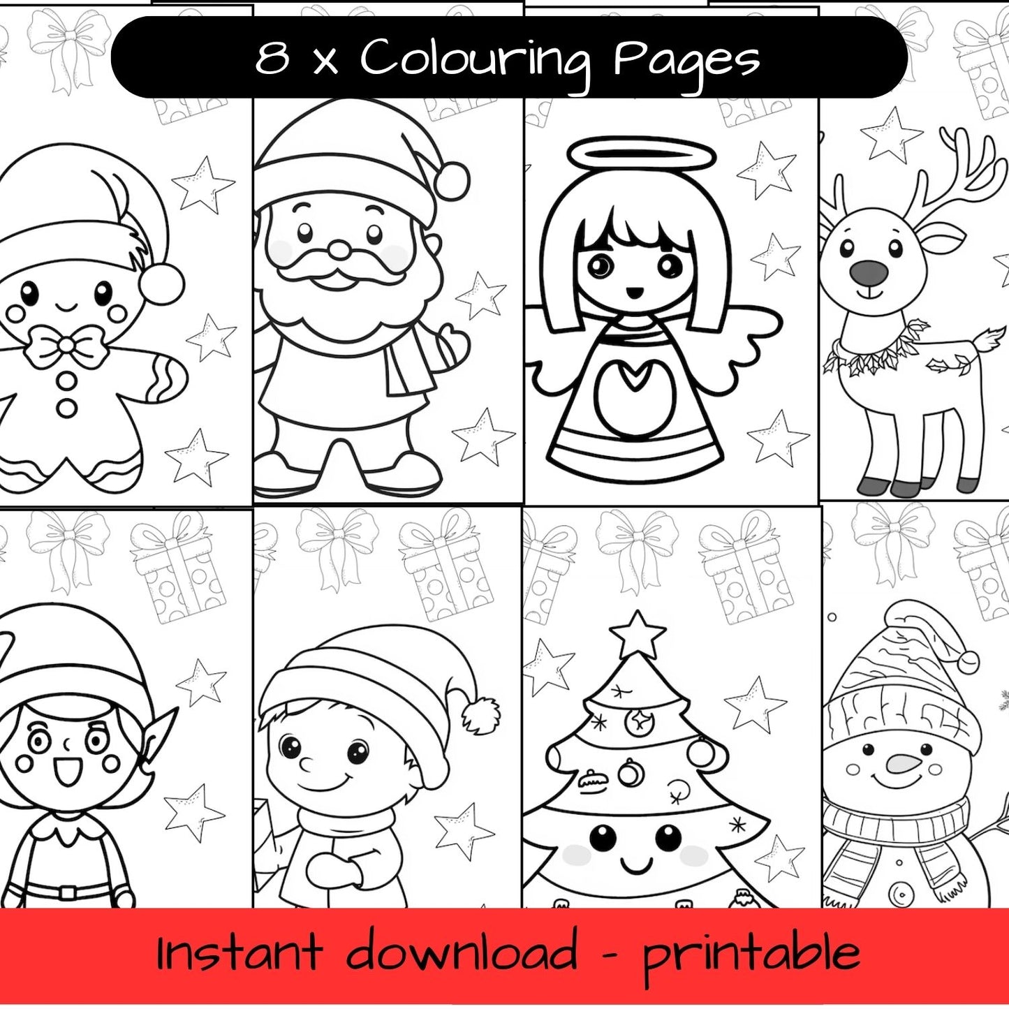 8 Printable colouring in pages - Christmas