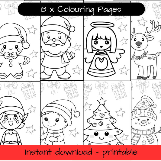 8 Printable colouring in pages - Christmas