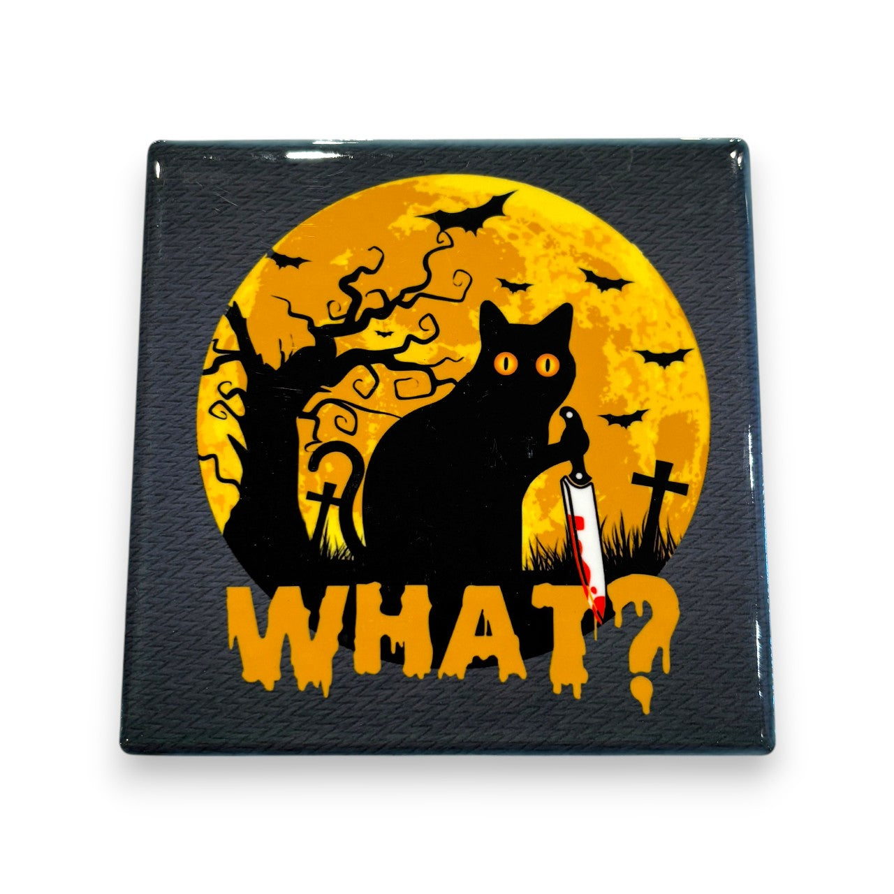 Printed Ceramic Drink Coaster - murder cat