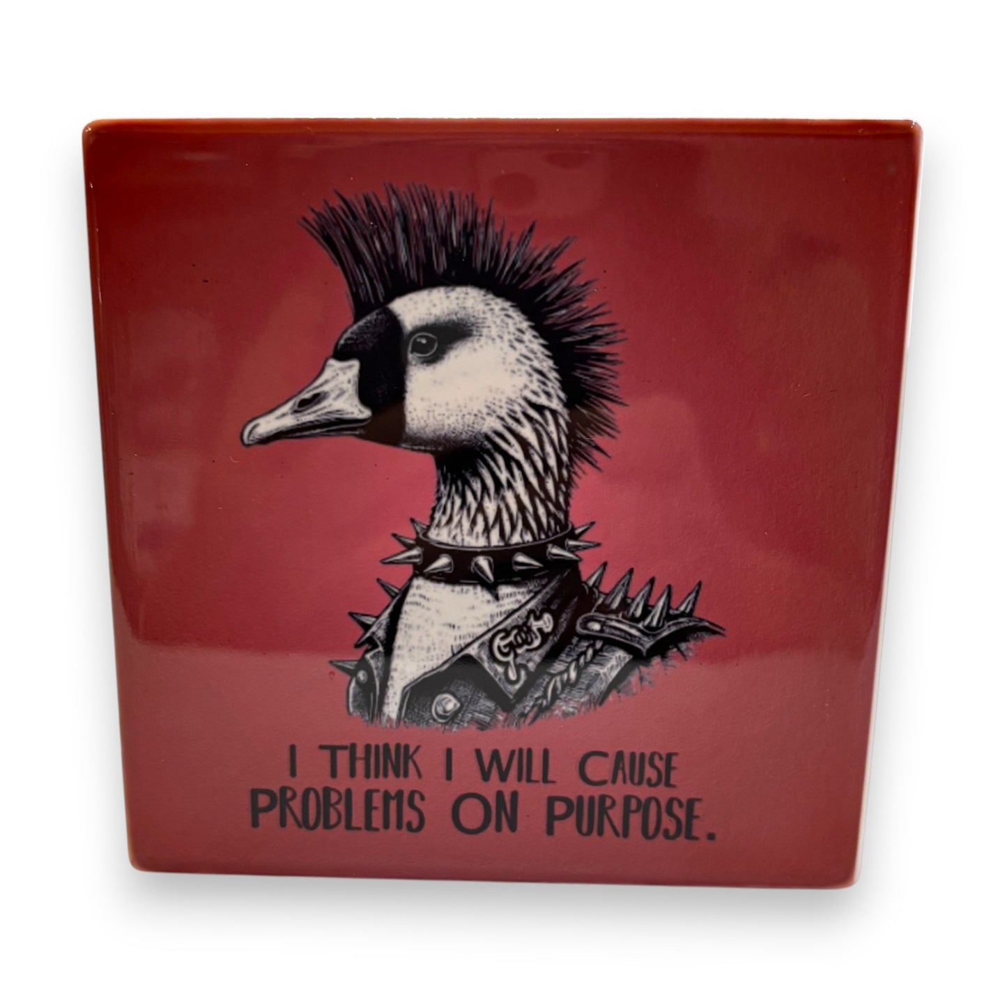 Printed Ceramic Drink Coaster - punk duck