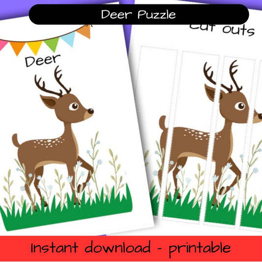Printable Woodland Animal activity sheets - Deer puzzle