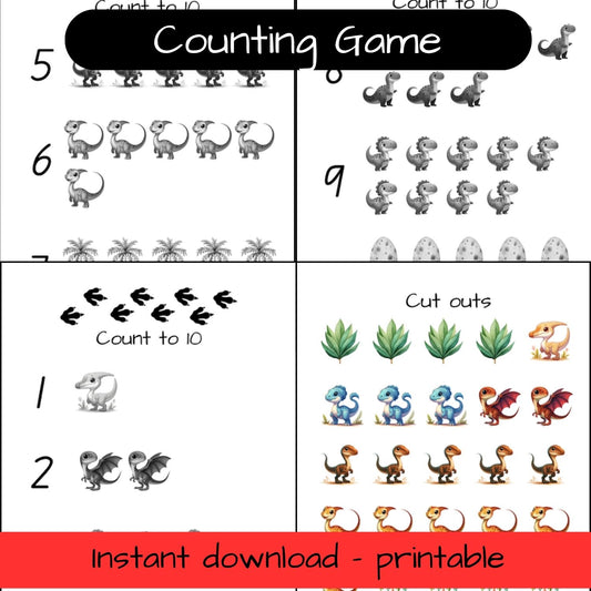 Printable Dinosaur activity sheets - count to 10