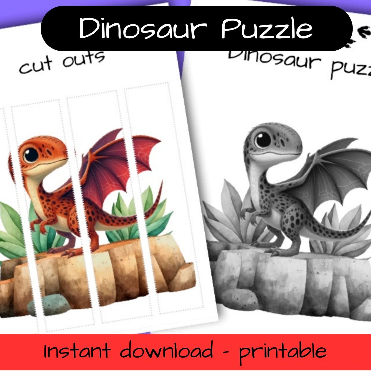 Printable Dinosaur activity sheets - puzzle