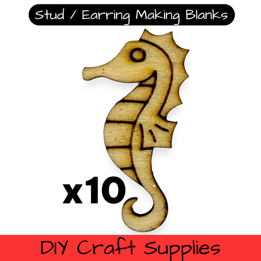 Wooden Animal Earring Blanks for DIY Jewellery Making, scrapbooking - Studs - 10pc Laser Cut Set