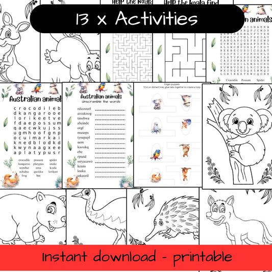 Printable Australian Animals bundle - 13 activities