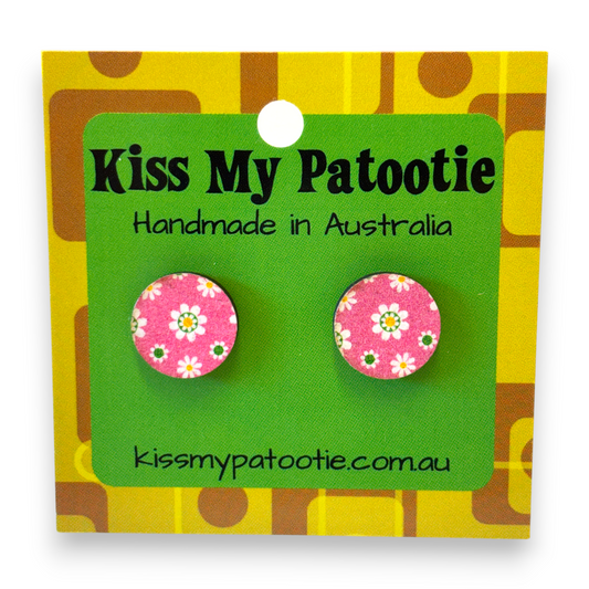 Retro wooden earrings  / studs