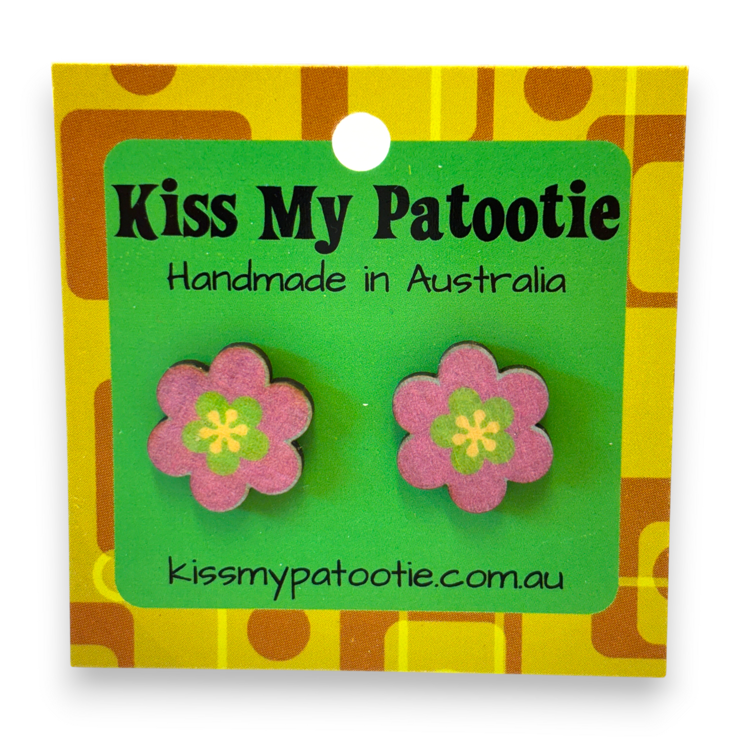 Retro wooden earrings  / studs