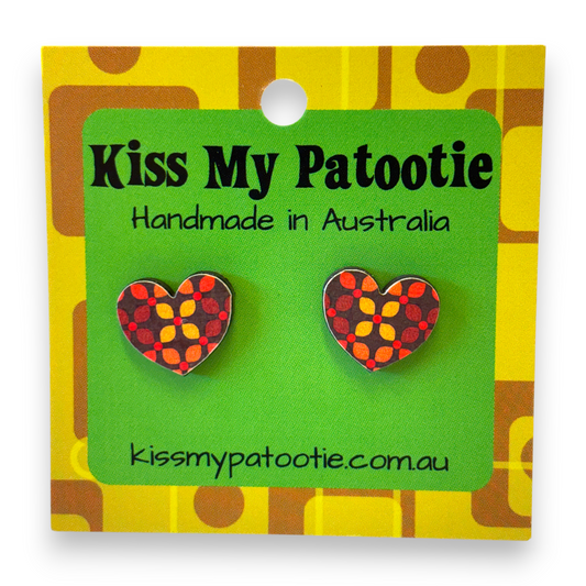 Retro wooden earrings  / studs