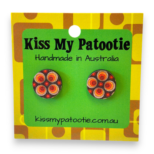 Retro wooden earrings  / studs