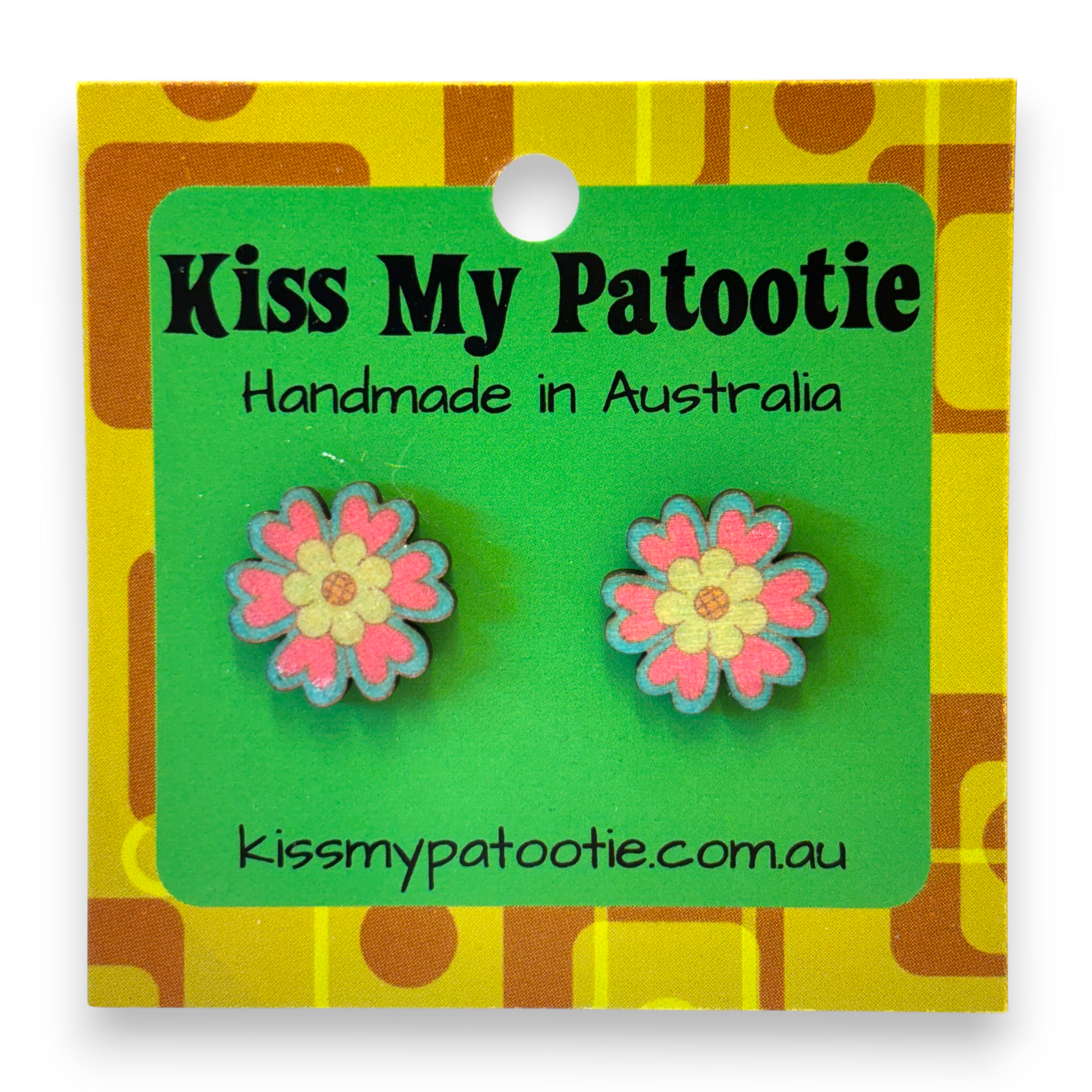 Retro wooden earrings  / studs