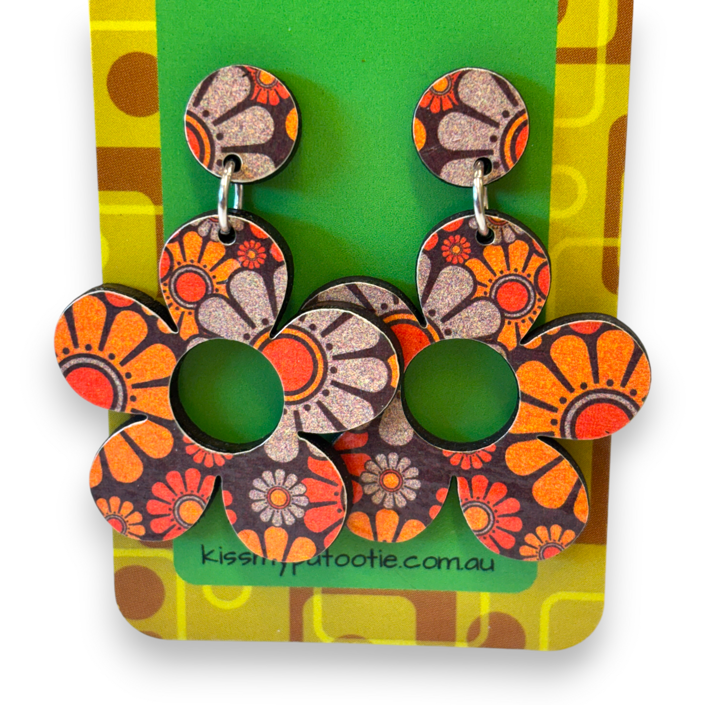 Retro wooden earrings