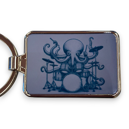 Printed Keyring - octopus drummer