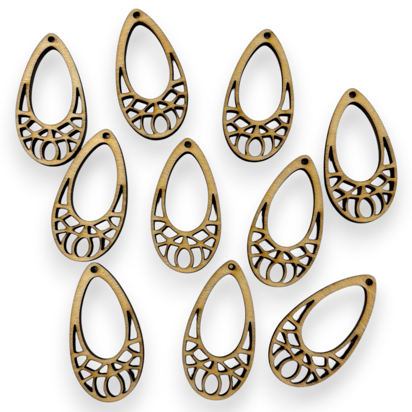 Wooden Teardrop Earring Blanks for DIY Jewellery Making, dangles - 10pc Laser Cut Pieces