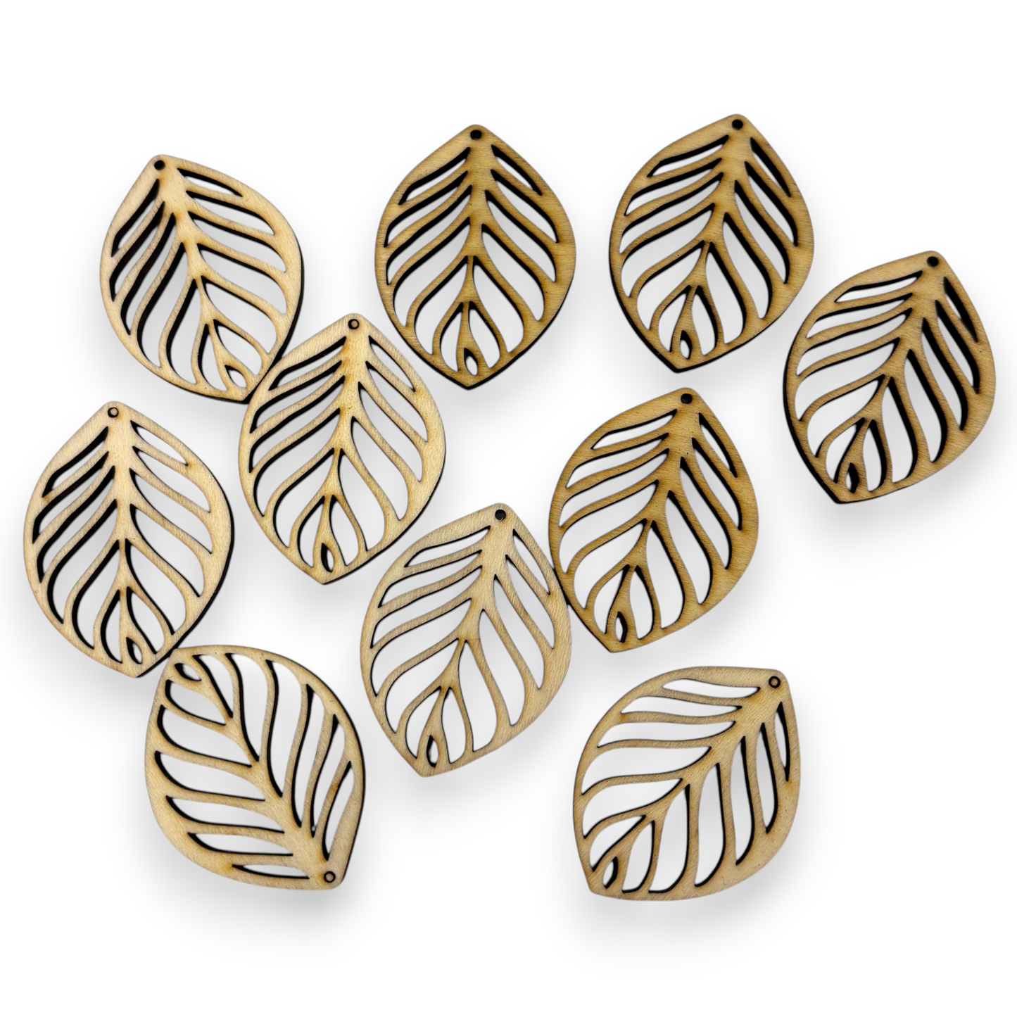 Wooden Leaf Earring Blanks for DIY Jewellery Making, dangles - 10pc Laser Cut Pieces