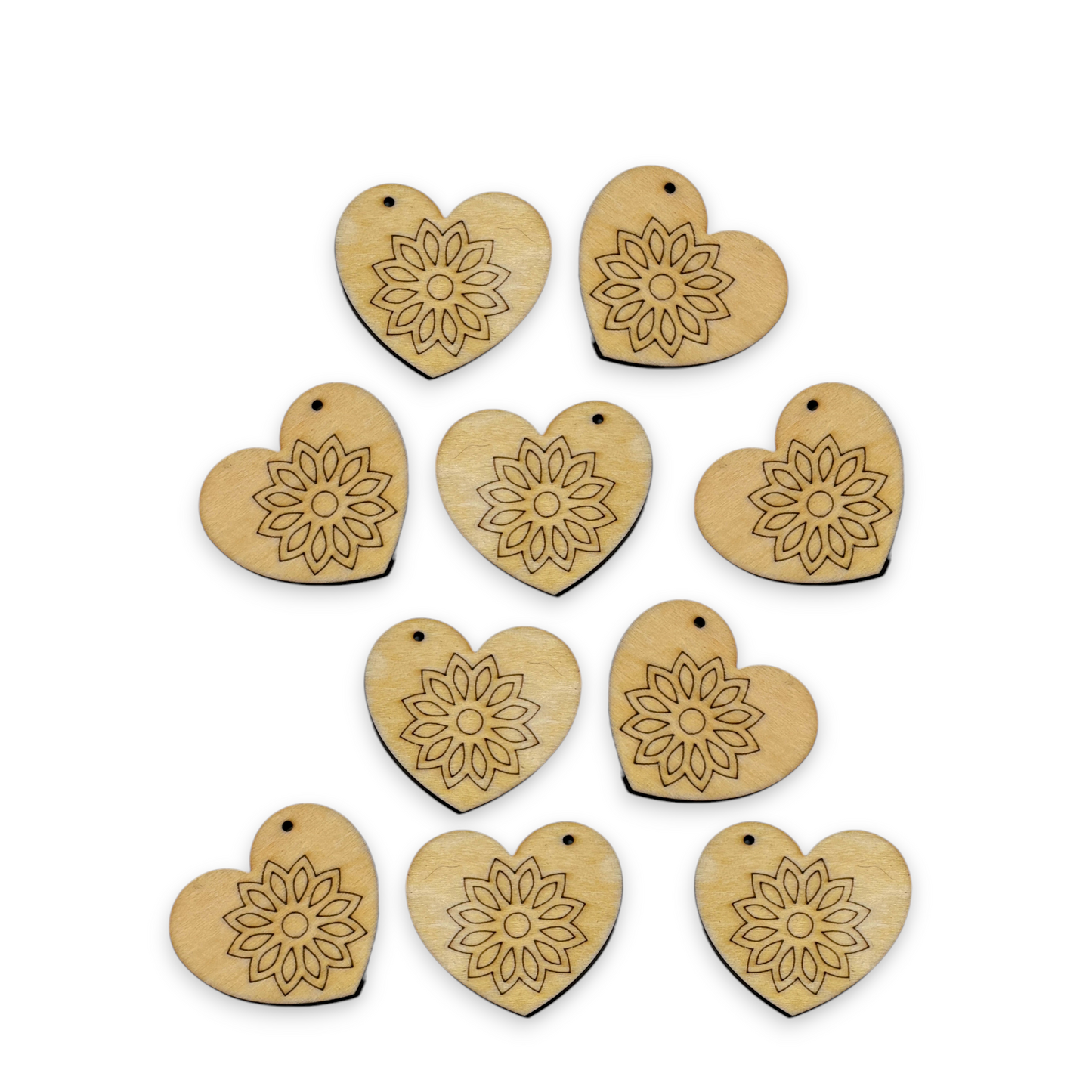 Wooden Heart Earring Blanks for DIY Jewellery Making, dangles - 10pc Laser Cut Pieces