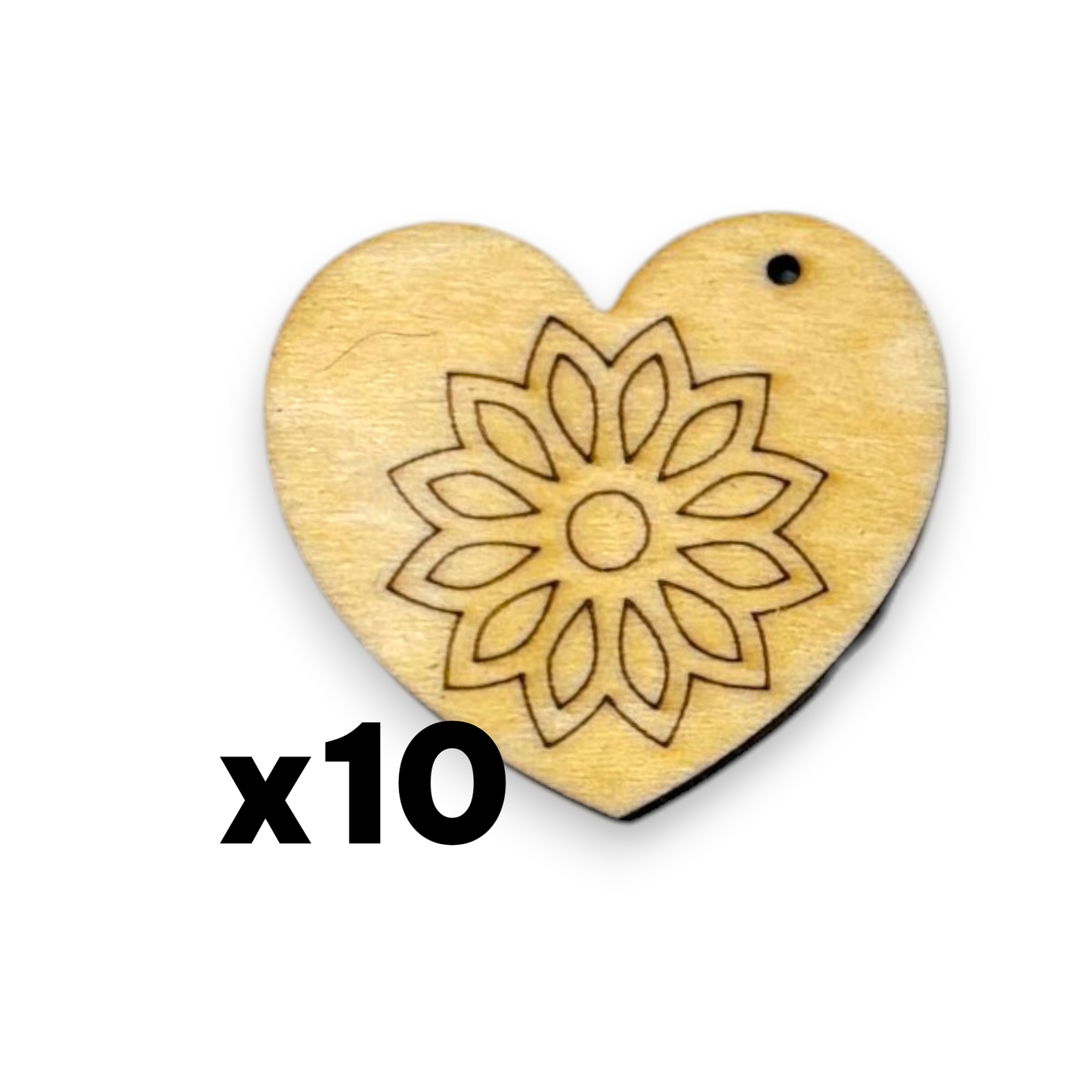 Wooden Heart Earring Blanks for DIY Jewellery Making, dangles - 10pc Laser Cut Pieces