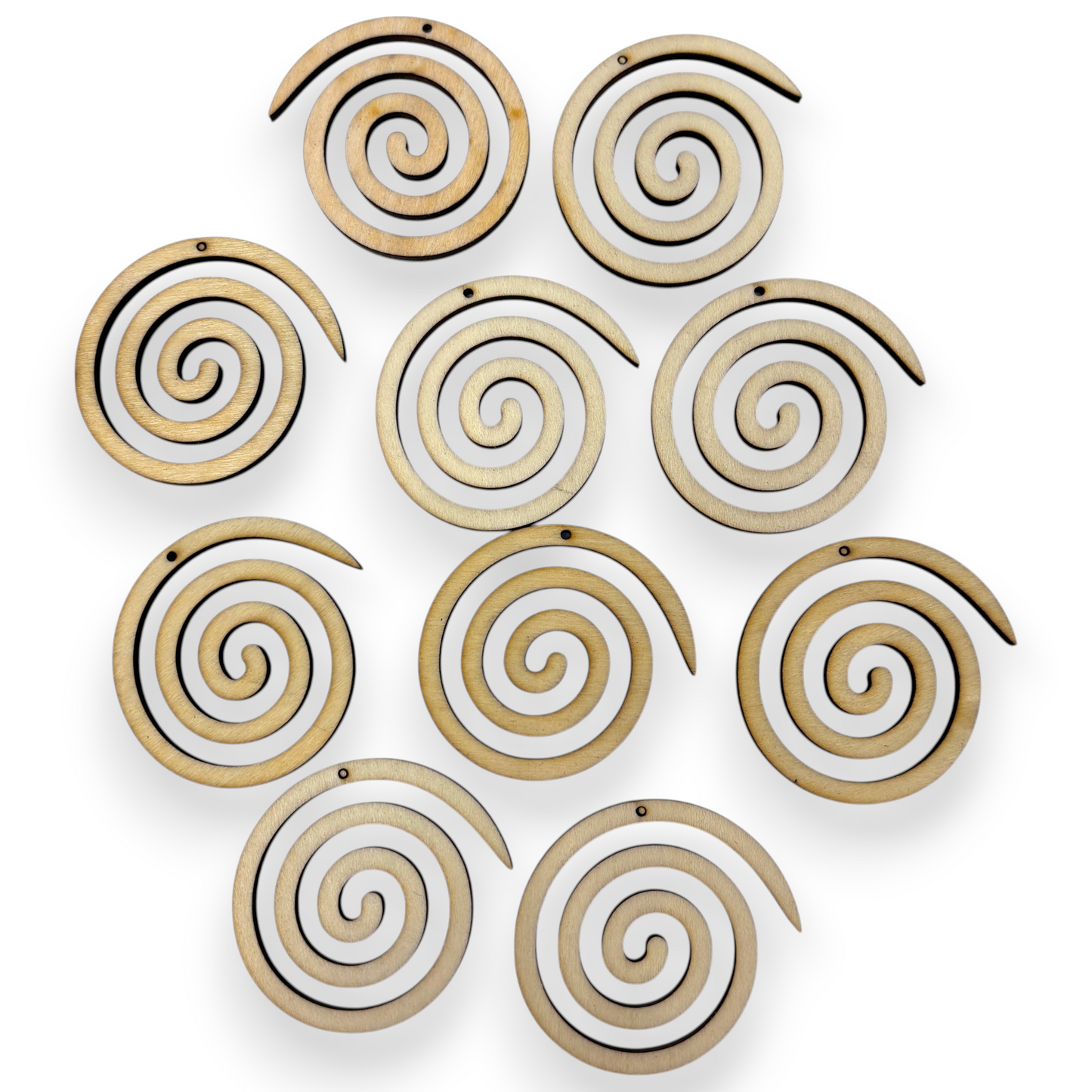 Wooden Spiral Earring Blanks for DIY Jewellery Making, dangles - 10pc Laser Cut Pieces