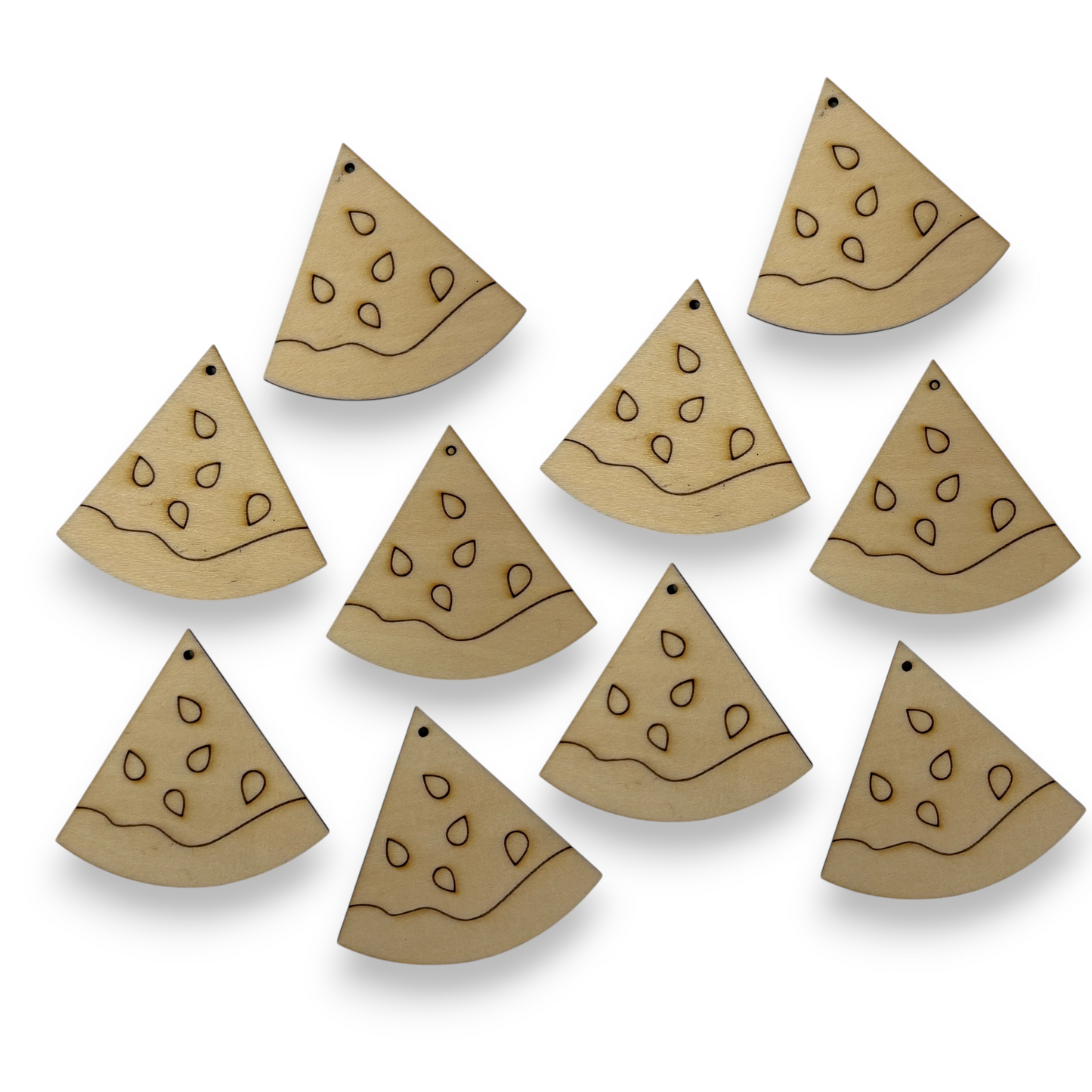 Wooden Watermelon Earring Blanks for DIY Jewellery Making, dangles - 10pc Laser Cut Pieces