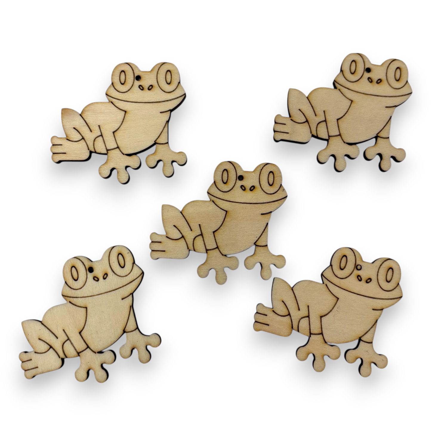 Wooden Frog Key Ring & Bag Tag Blanks for DIY, Set of 5