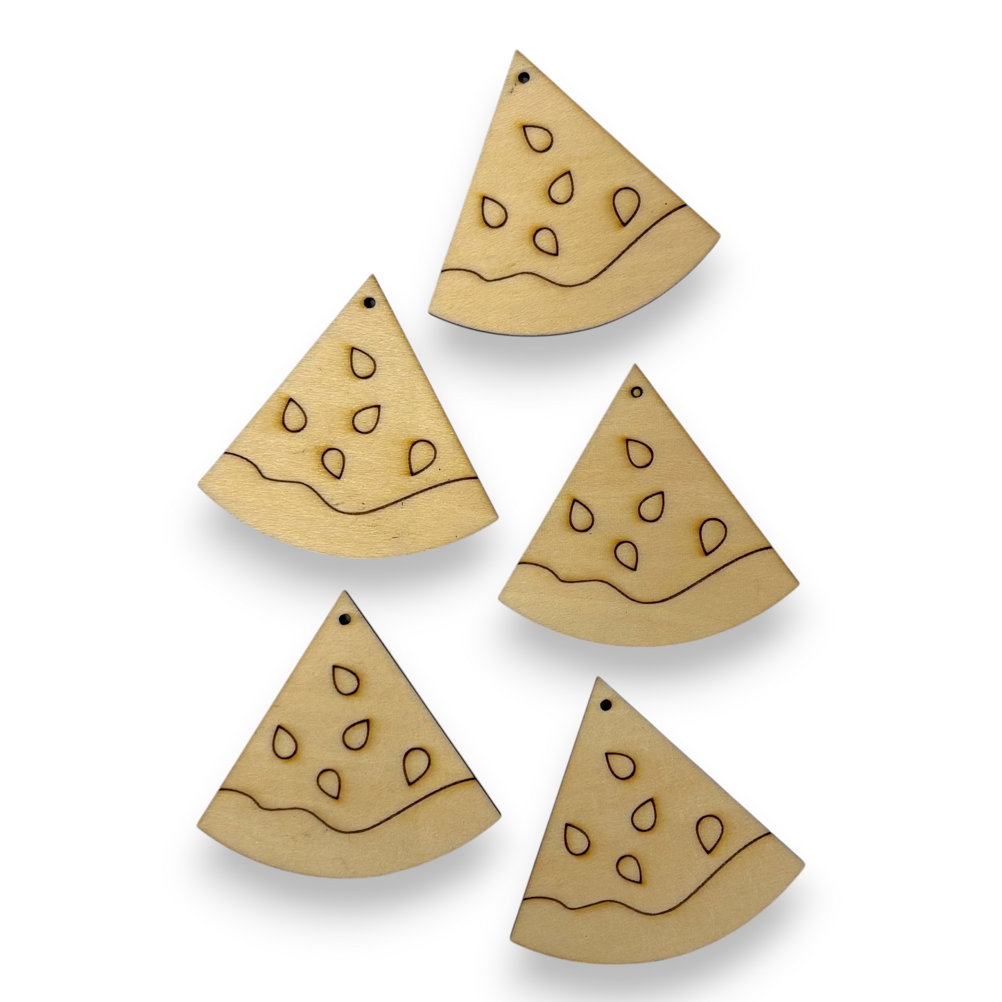 Wooden Watermelon Key Ring & Bag Tag Blanks for DIY, Set of 5