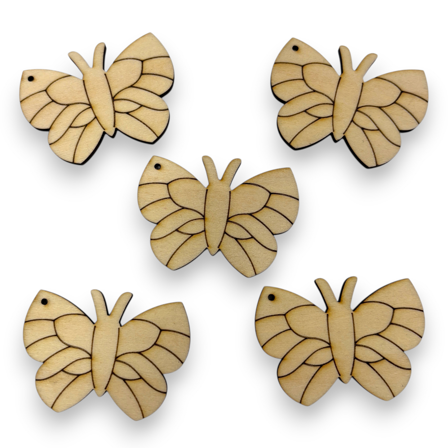 Wooden Butterfly Key Ring & Bag Tag Blanks for DIY, Set of 5