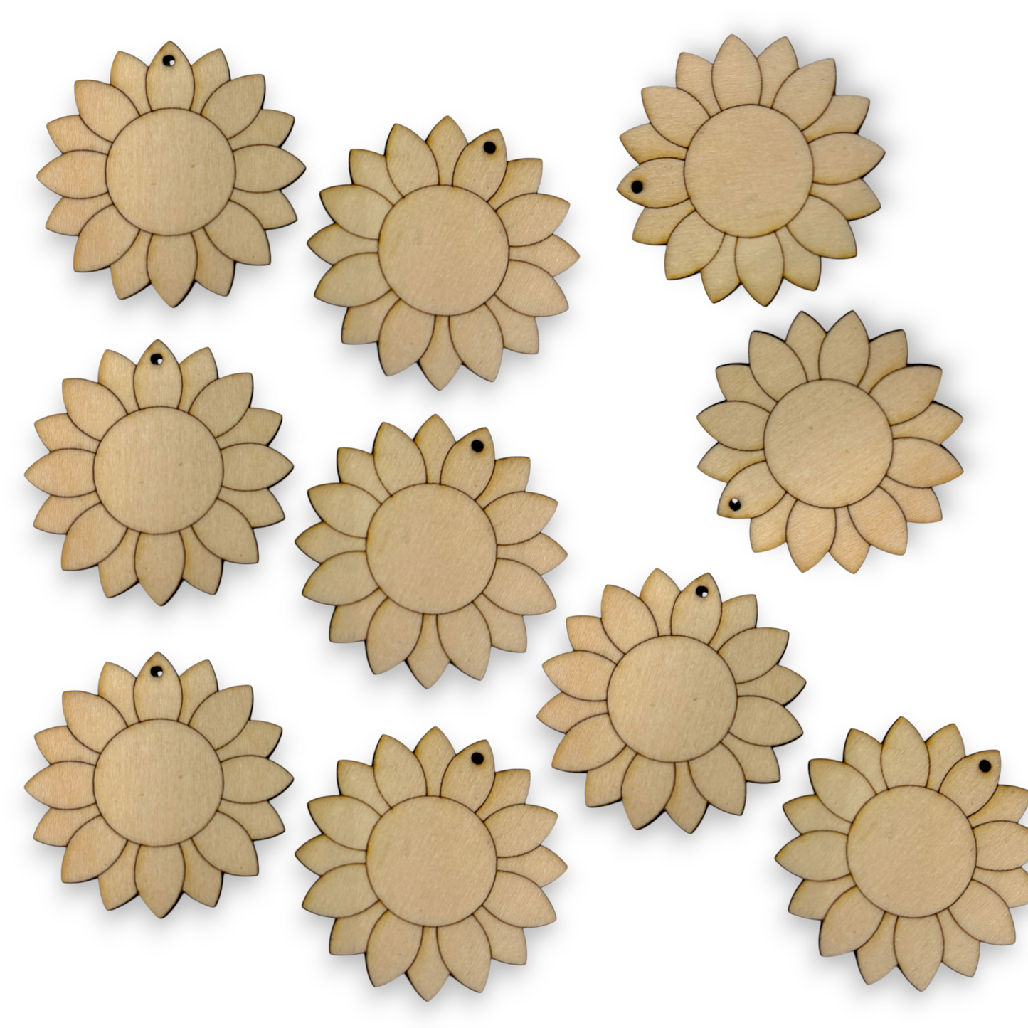 Wooden Flower Earring Blanks for DIY Jewellery Making, dangles - 10pc Laser Cut Pieces