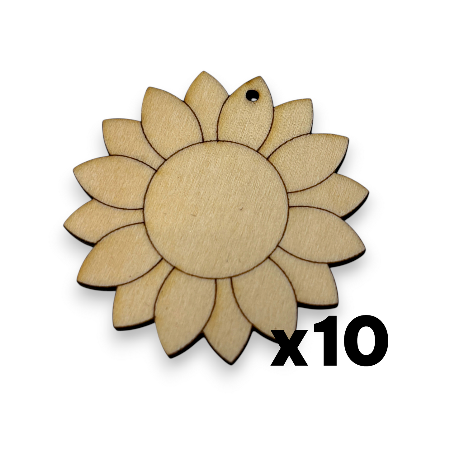 Wooden Flower Earring Blanks for DIY Jewellery Making, dangles - 10pc Laser Cut Pieces