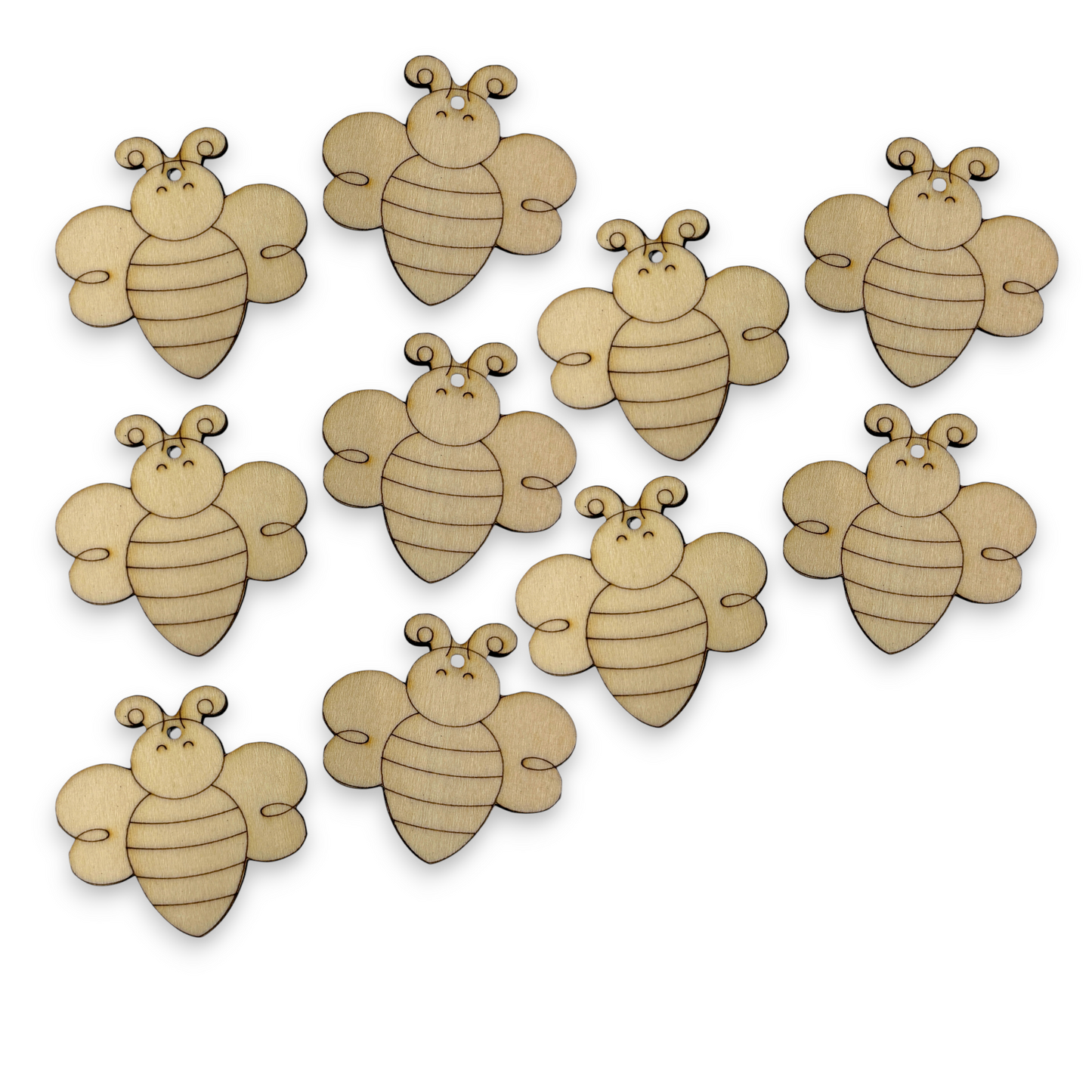 Wooden Bee Earring Blanks for DIY Jewellery Making, dangles - 10pc Laser Cut Pieces