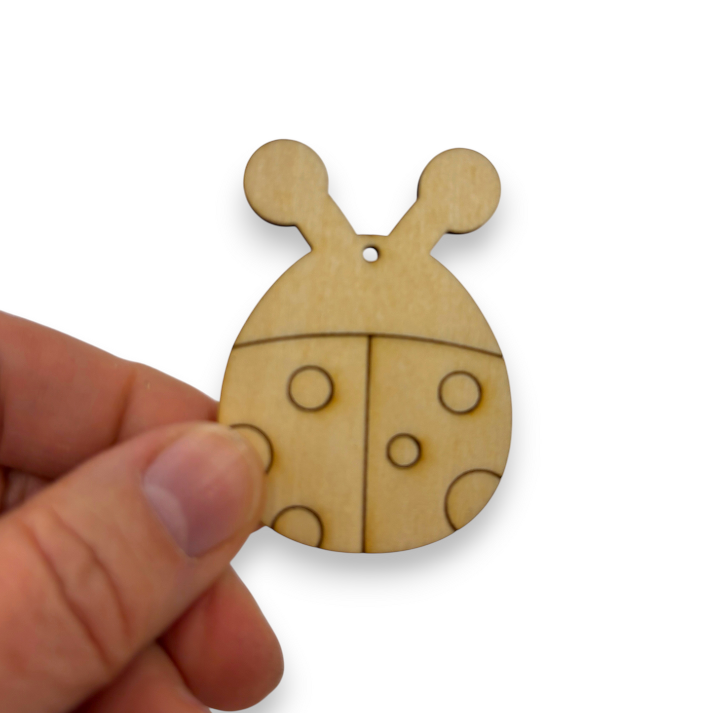 Wooden Ladybug Key Ring & Bag Tag Blanks for DIY, Set of 5