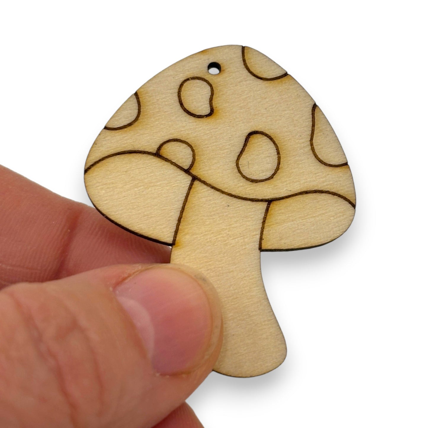 Wooden Mushroom Key Ring & Bag Tag Blanks for DIY, Set of 5