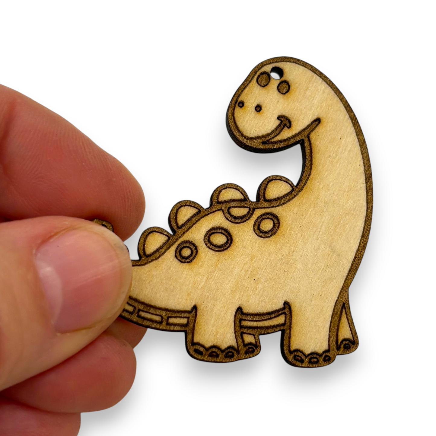 Wooden Dinosaur Key Ring & Bag Tag Blanks for DIY, Set of 5