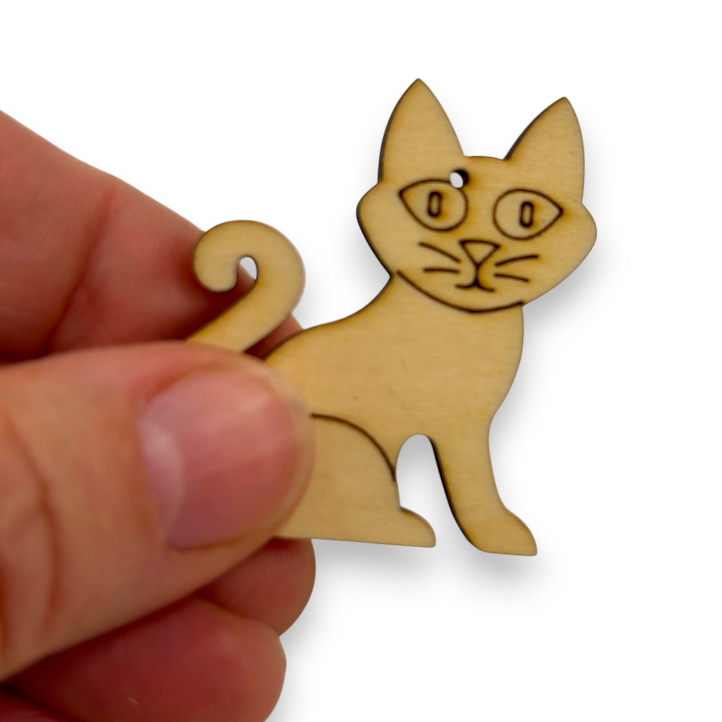 Wooden Cat Earring Blanks for DIY Jewellery Making, dangles - 10pc Laser Cut Pieces