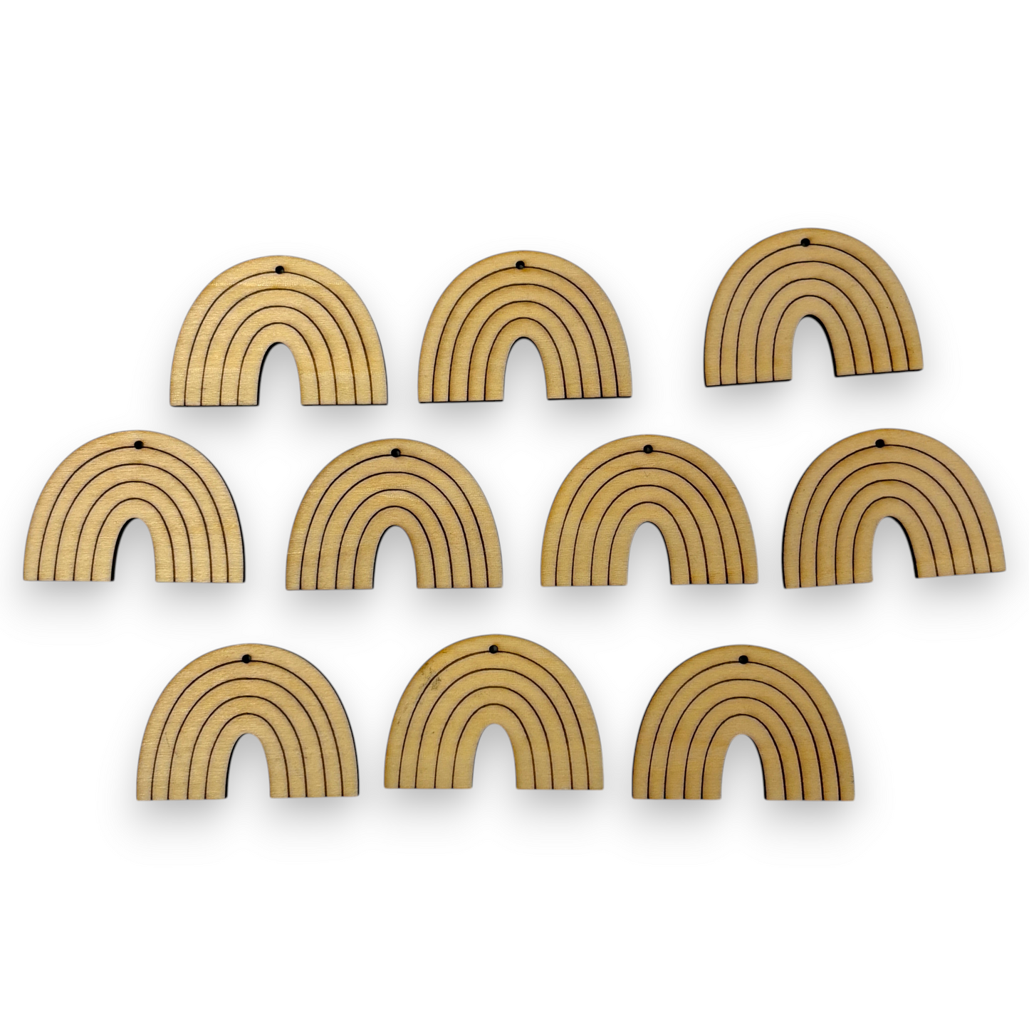 Wooden Rainbow Earring Blanks for DIY Jewellery Making, dangles - 10pc Laser Cut Pieces