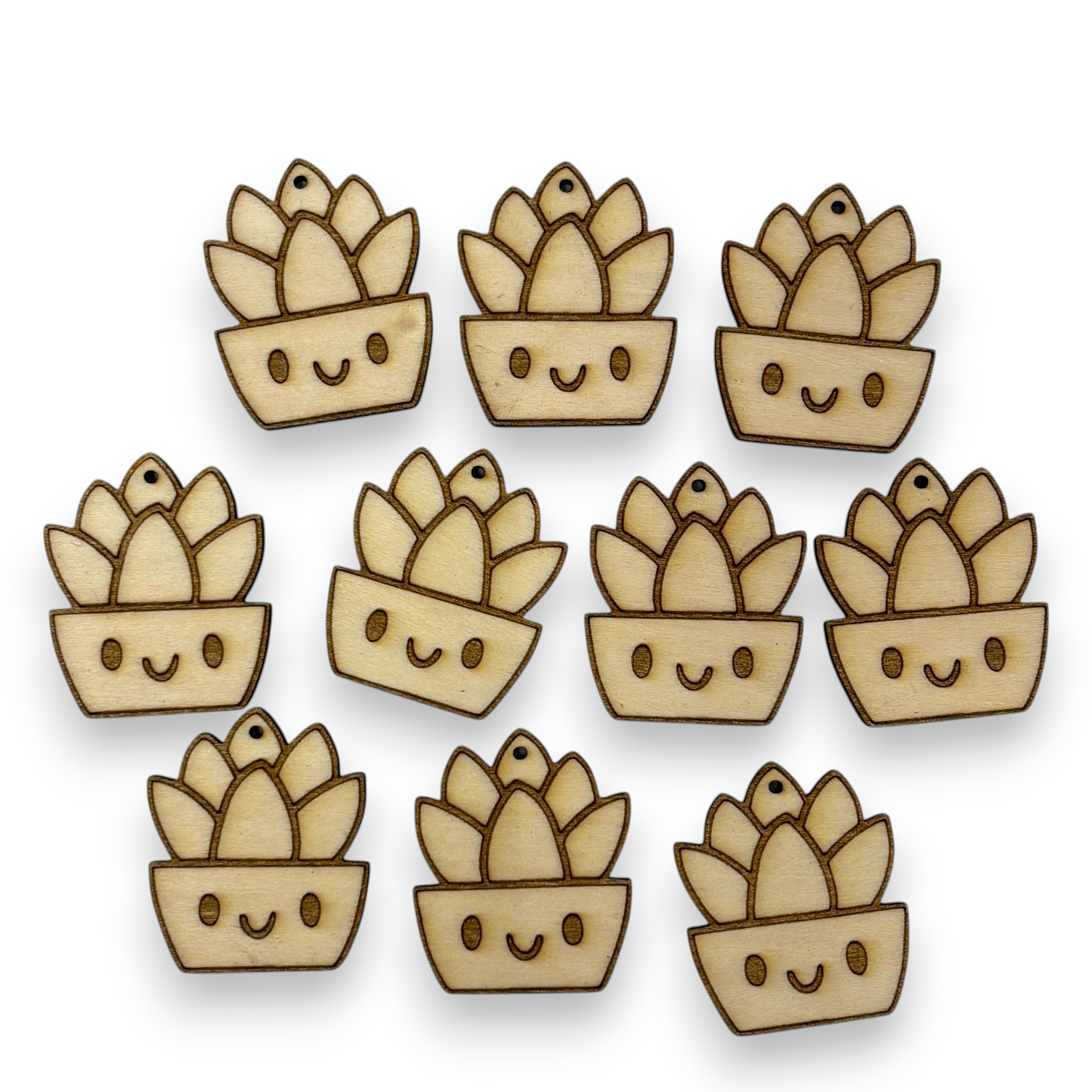 Wooden Plant Earring Blanks for DIY Jewellery Making, dangles - 10pc Laser Cut Pieces