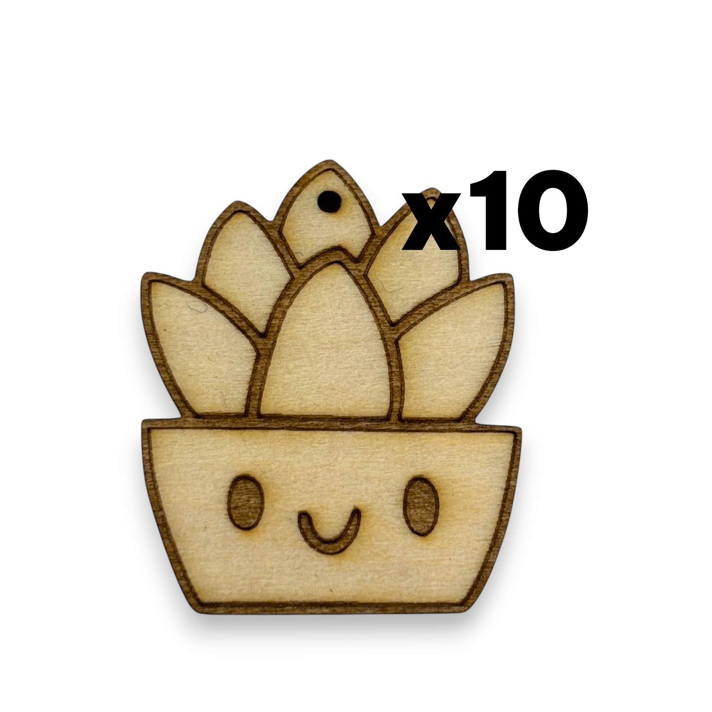 Wooden Plant Earring Blanks for DIY Jewellery Making, dangles - 10pc Laser Cut Pieces