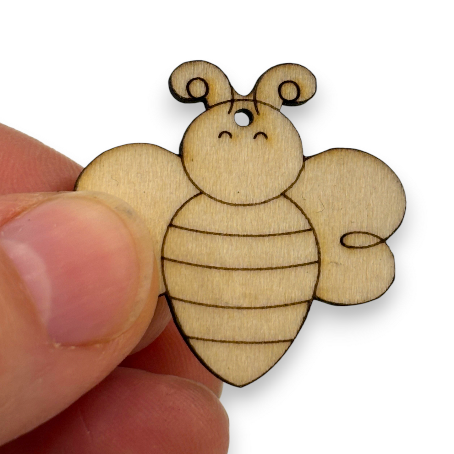 Wooden Bee Key Ring & Bag Tag Blanks for DIY, Set of 5