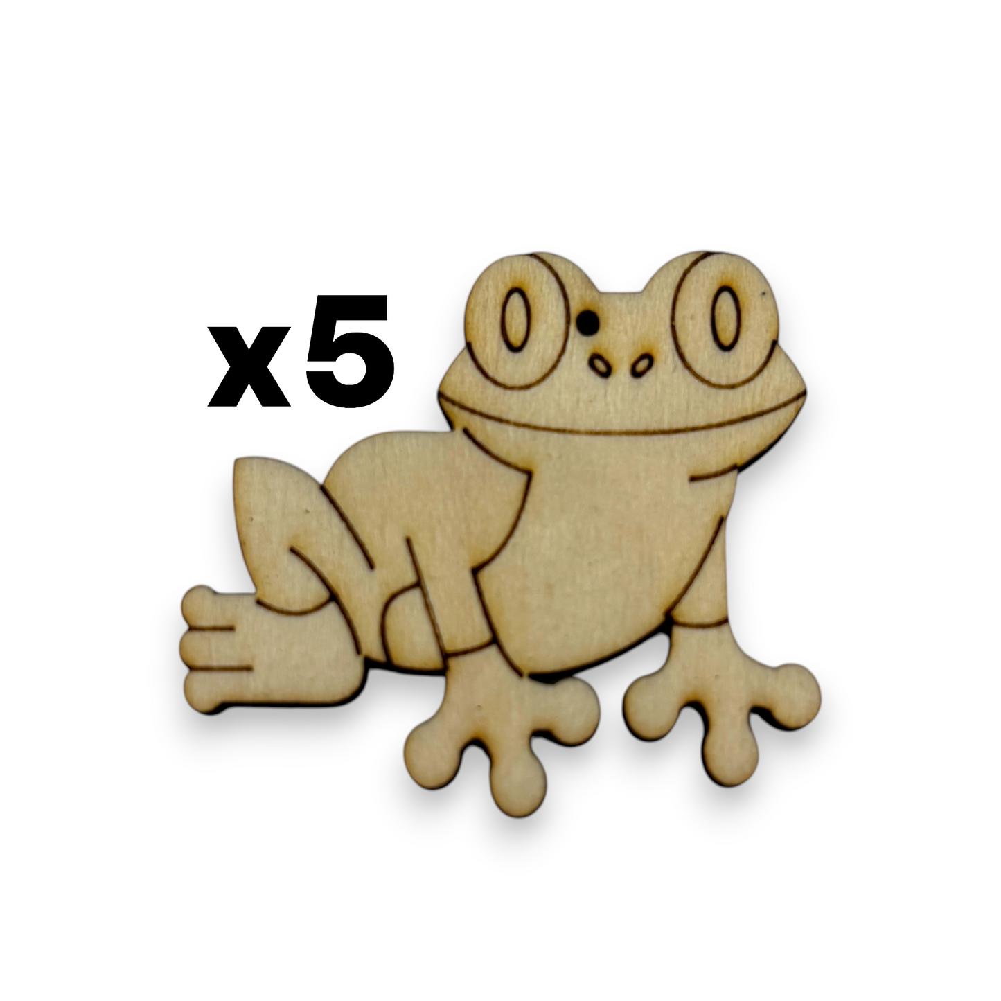 Wooden Frog Key Ring & Bag Tag Blanks for DIY, Set of 5