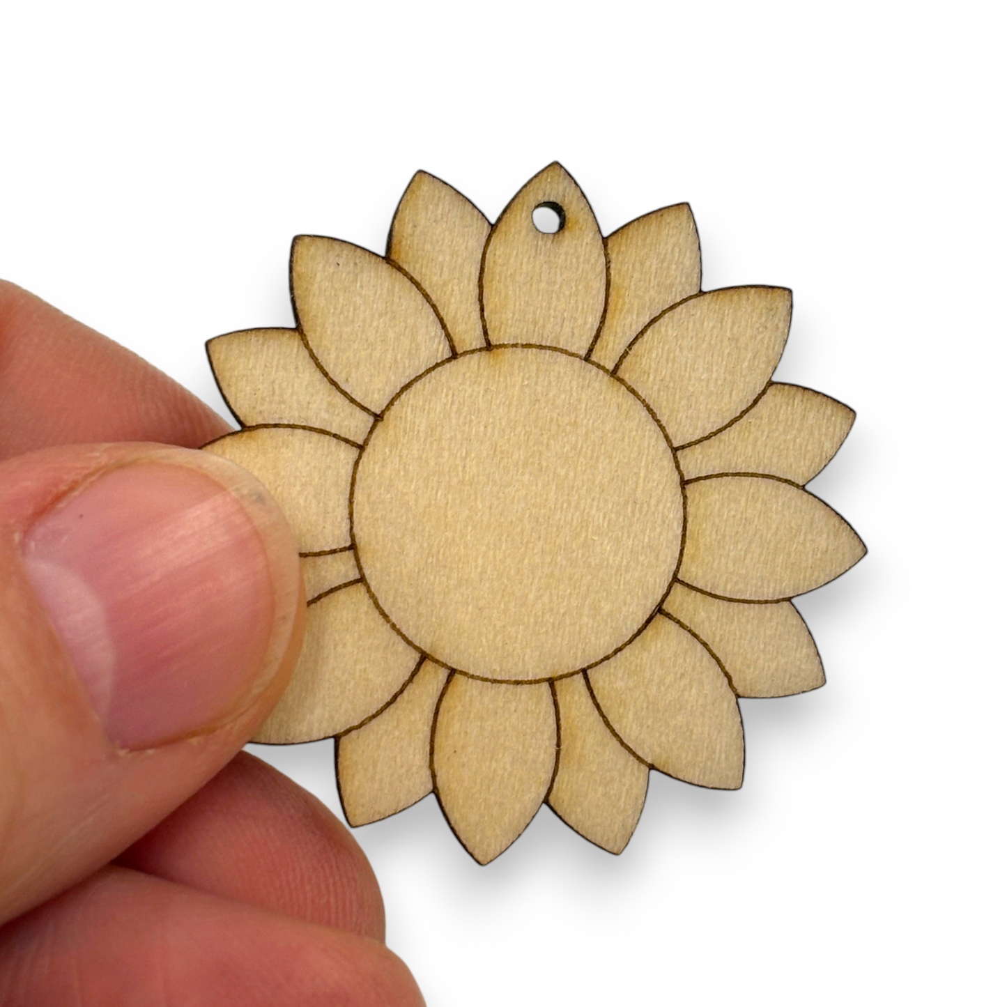 Wooden Flower Key Ring & Bag Tag Blanks for DIY, Set of 5