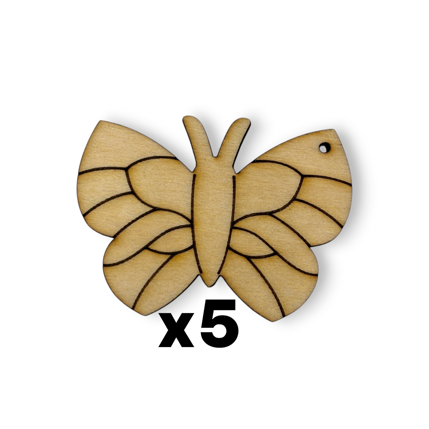 Wooden Butterfly Key Ring & Bag Tag Blanks for DIY, Set of 5