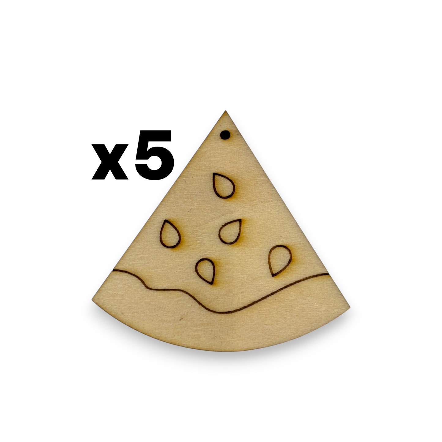 Wooden Watermelon Key Ring & Bag Tag Blanks for DIY, Set of 5