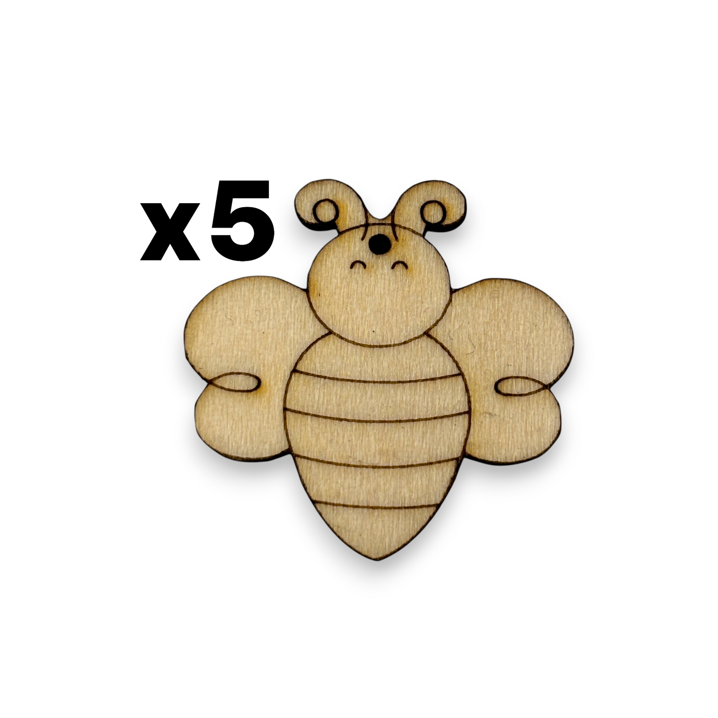 Wooden Bee Key Ring & Bag Tag Blanks for DIY, Set of 5